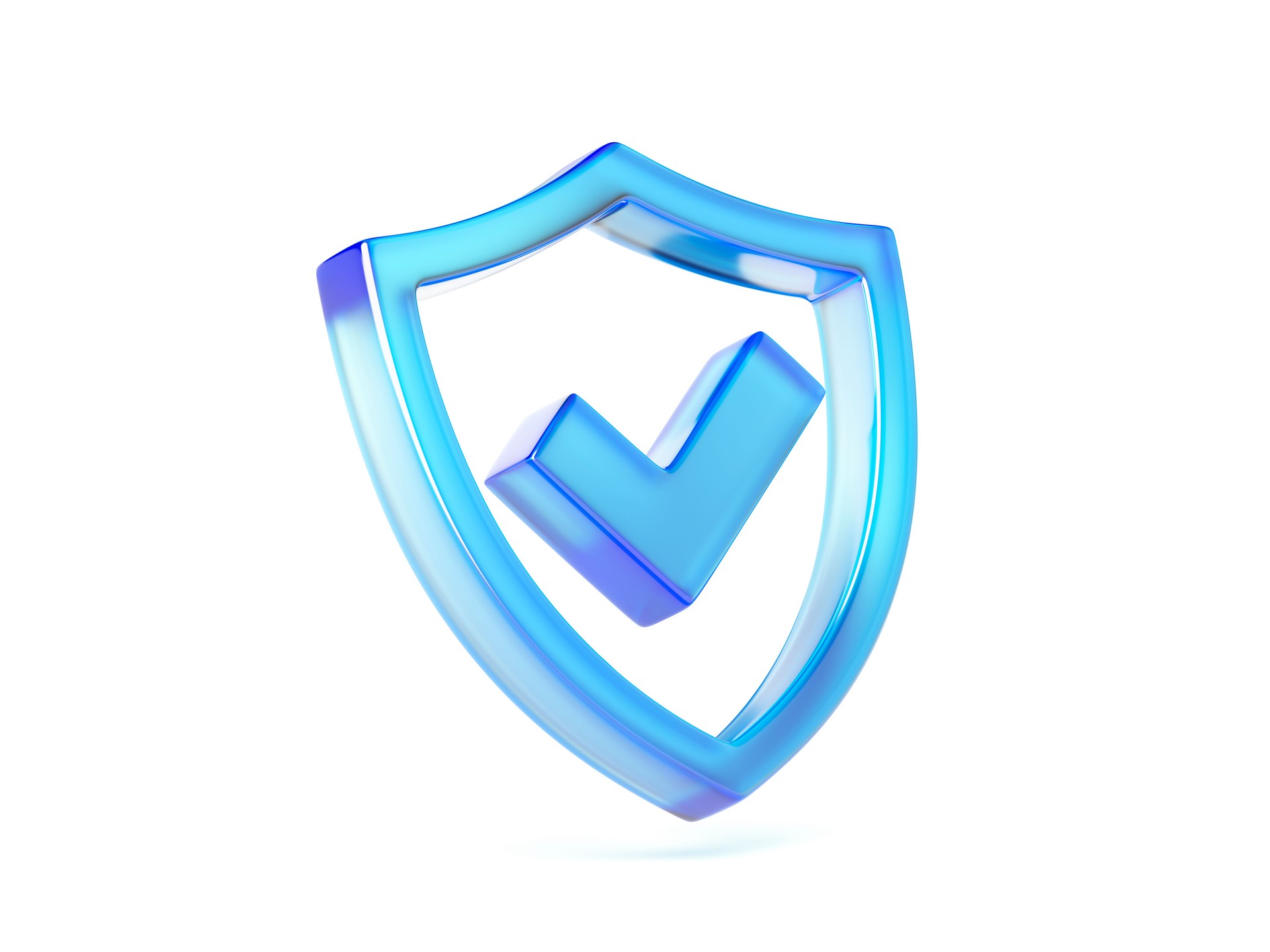 Blue shield with checkmark on white background